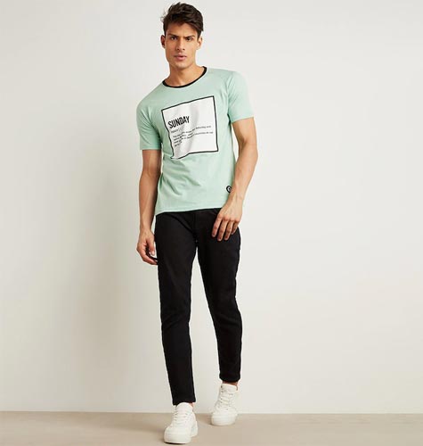 Men Charcoal Slim Fit Cotton Jeans